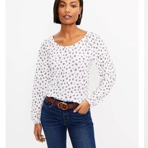 LOFT NWT Women's Floral Draped Long Sleeve Top